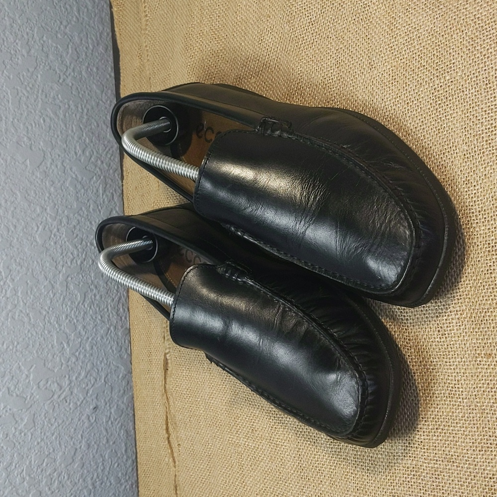 Ecco Classic Moc Men's Leather Slip-On Loafers Sz 8, Black, Good Condition